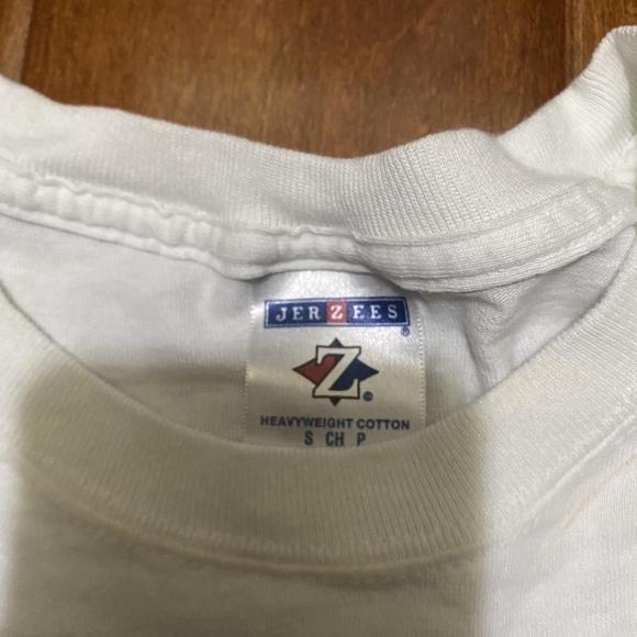 White Graphic T-Shirt with Green and Blue Design - Picture 2 of 3